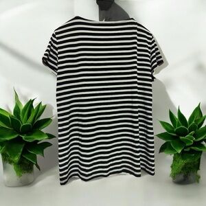 Black and White Striped Women's Top